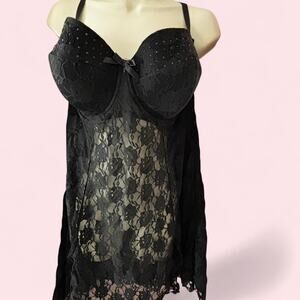 Black lace babydoll lingerie in